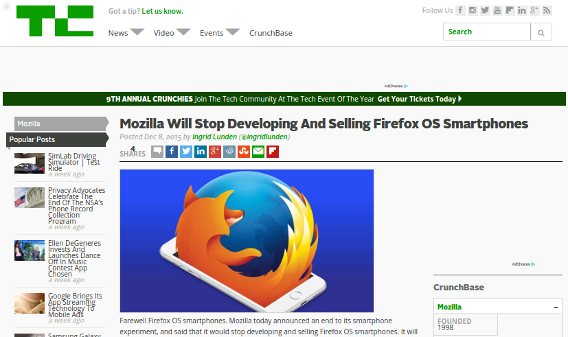 Mozilla Will Stop Developing And Selling Firefox OS Smartphones